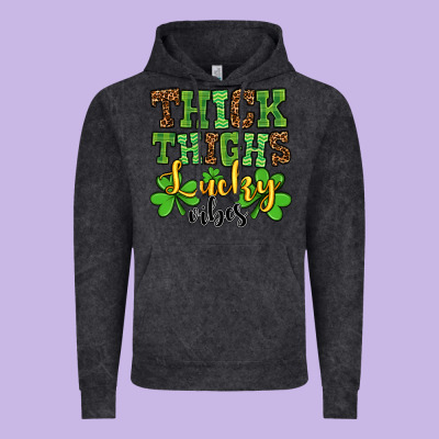 St. Patrick's Thick Thighs Lucky Vibes Vintage Hoodie Designed By Oliviacreatesart