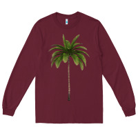 Burgundy Tropical Palm Tree Long Sleeve Tee - longCreatives