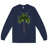 Navy Tropical Palm Tree Long Sleeve Tee - longCreatives