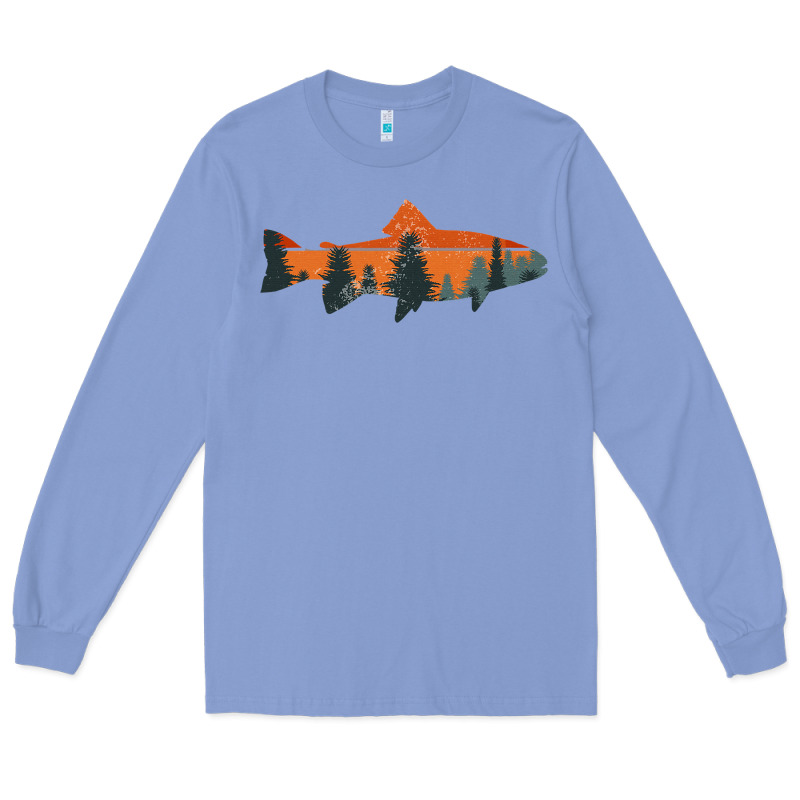 Trout Fly Fishing Nature Outdoor Fisherman Gift Long Sleeve Tee by longCreatives | Teevron