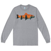 Heather Grey Trout Fly Fishing Nature Outdoor Fisherman Gift Long Sleeve Tee - longCreatives
