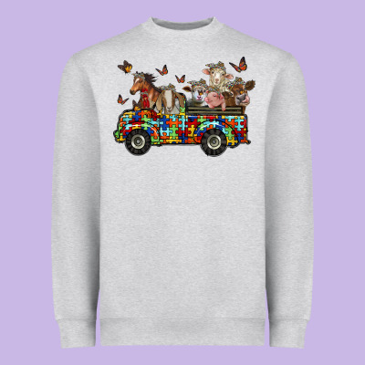 Farm Animals Autism Heavyweight Sweatshirt Designed By Racoondesign