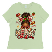 Matcha merry christmas afro messy bun Ladies Tee - texasbilliewilder