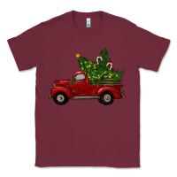 Burgundy Christmas Trees With Truck Classic Tee - RanaPortraitStore