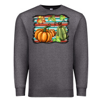 Charcoal Heather fall pumpkin  background Premium Sweatshirt - BarkalooDesign