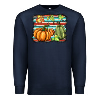 Navy fall pumpkin  background Premium Sweatshirt - BarkalooDesign