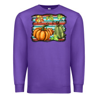 Purple fall pumpkin  background Premium Sweatshirt - BarkalooDesign