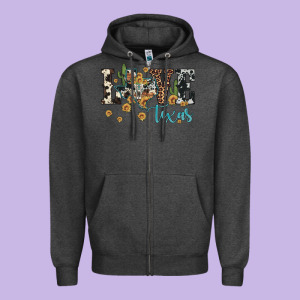 Love Texas Map Sunflower Cactus Cowhide Leopard Zipper Hoodie Designed By Artiststas