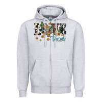 Heather Grey love texas map sunflower cactus cowhide leopard Zipper Hoodie - Artiststas