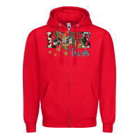 Red love texas map sunflower cactus cowhide leopard Zipper Hoodie - Artiststas