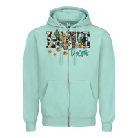Seafoam love texas map sunflower cactus cowhide leopard Zipper Hoodie - Artiststas