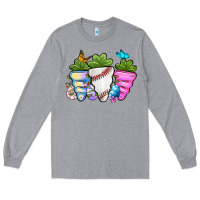 Heather Grey Easter Day Baseball Easter sports carrots Long Sleeve Tee - OliviaCreatesArt