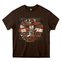 Chocolate Brown longhorn bullskull whatever lossos your longhorn Heavy Core Tee - JahusDesignShop