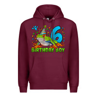 Burgundy birthday boy frog age 6 Premium Hoodie - LillyAllenDesigns