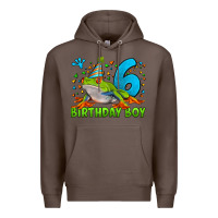 Coffee birthday boy frog age 6 Premium Hoodie - LillyAllenDesigns