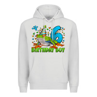 Dove Grey birthday boy frog age 6 Premium Hoodie - LillyAllenDesigns