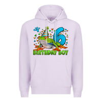 Lilac birthday boy frog age 6 Premium Hoodie - LillyAllenDesigns