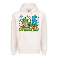 Pale Pink birthday boy frog age 6 Premium Hoodie - LillyAllenDesigns