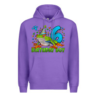 Purple birthday boy frog age 6 Premium Hoodie - LillyAllenDesigns