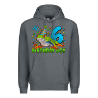 Rock birthday boy frog age 6 Premium Hoodie - LillyAllenDesigns