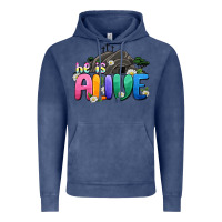 Vintage Denim Easter Day He is alive Vintage Hoodie - OliviaCreatesArt