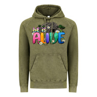 Vintage Olive Easter Day He is alive Vintage Hoodie - OliviaCreatesArt