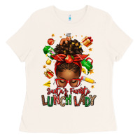 Bone santas favorite lunch lady afro messy bun Ladies Tee - texasbilliewilder