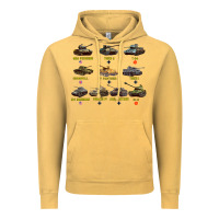 Vintage Mustard Top Ten Best WW2 Tanks M4 Sherman Panzer IV Tiger II T34 Vintage Hoodie - longCreatives