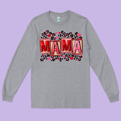 Pink Leopard Mama Long Sleeve Tee Designed By Fadigitalartstudio