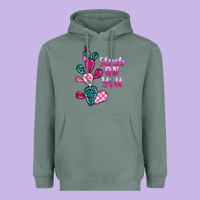 Stuck On You Cactus Heavyweight Hoodie Designed By Barkaloodesign