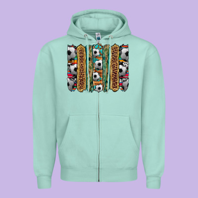 Soccer Camouflage Serape Cowhide Turquoise Leopard Glitter  Brushstrok Zipper Hoodie Designed By Artiststas