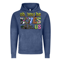 Vintage Denim Easter Day Oh he loves us Vintage Hoodie - OliviaCreatesArt