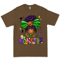 Cacao Halloween Afro Messy Bun Momster Premium Tee - texasbilliewilder