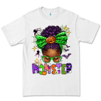 White Halloween Afro Messy Bun Momster Premium Tee - texasbilliewilder