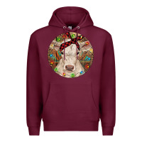 Burgundy Christmas Charolais Calf Baby Cow Premium Hoodie - RanaPortraitStore