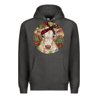 Charcoal Heather Christmas Charolais Calf Baby Cow Premium Hoodie - RanaPortraitStore