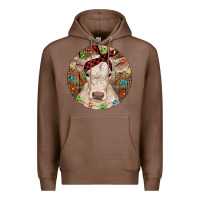 Chestnut Christmas Charolais Calf Baby Cow Premium Hoodie - RanaPortraitStore