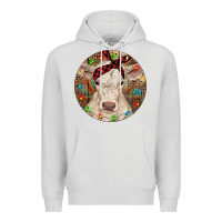 Dove Grey Christmas Charolais Calf Baby Cow Premium Hoodie - RanaPortraitStore