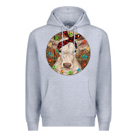 Heather Grey Christmas Charolais Calf Baby Cow Premium Hoodie - RanaPortraitStore