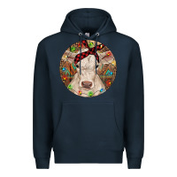 Navy Christmas Charolais Calf Baby Cow Premium Hoodie - RanaPortraitStore