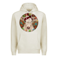 Oatmeal Heather Christmas Charolais Calf Baby Cow Premium Hoodie - RanaPortraitStore