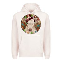 Pale Pink Christmas Charolais Calf Baby Cow Premium Hoodie - RanaPortraitStore