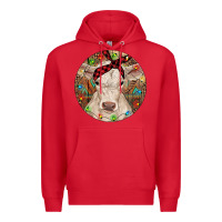Red Christmas Charolais Calf Baby Cow Premium Hoodie - RanaPortraitStore