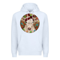 White Christmas Charolais Calf Baby Cow Premium Hoodie - RanaPortraitStore