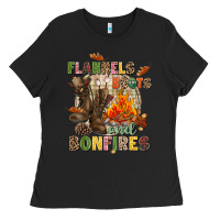 Black Flannels boots and bonfires Ladies Tee - NancyCooperArtShop