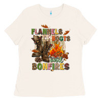Bone Flannels boots and bonfires Ladies Tee - NancyCooperArtShop