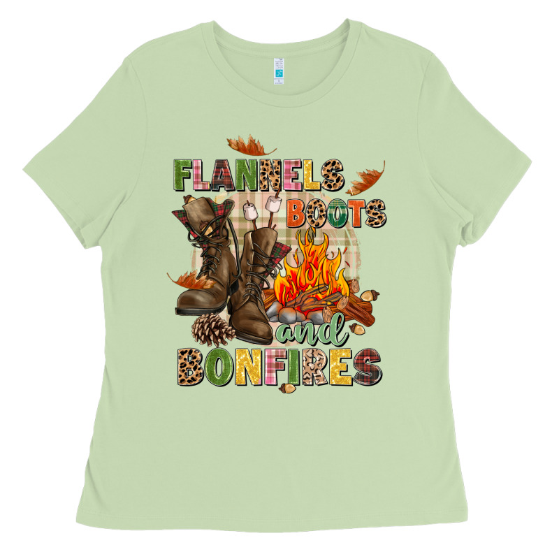 Flannels Boots And Bonfires Ladies Tee by NancyCooperArtShop | Teevron