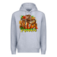 Heather Grey Hello Pumpkin Premium Hoodie - CowhideDigitalArt