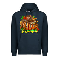 Navy Hello Pumpkin Premium Hoodie - CowhideDigitalArt