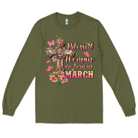 Army Green Blessed women are born in March Long Sleeve Tee - FaDigitalArtStudio